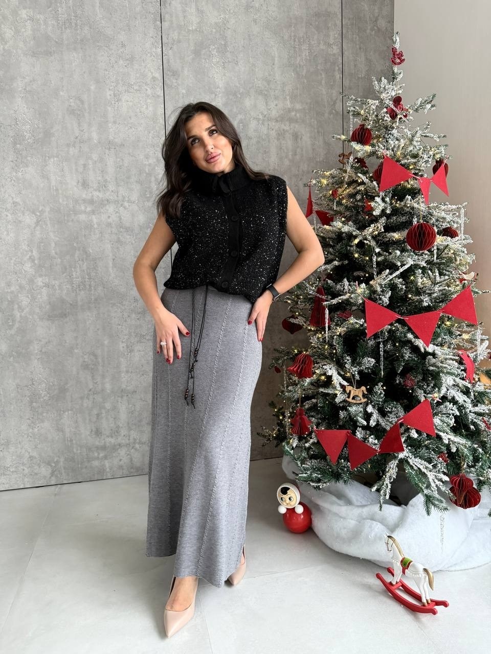 серая юбка,трикотажная юбка,юбка стильная,нарядная юбка,вязаная юбка