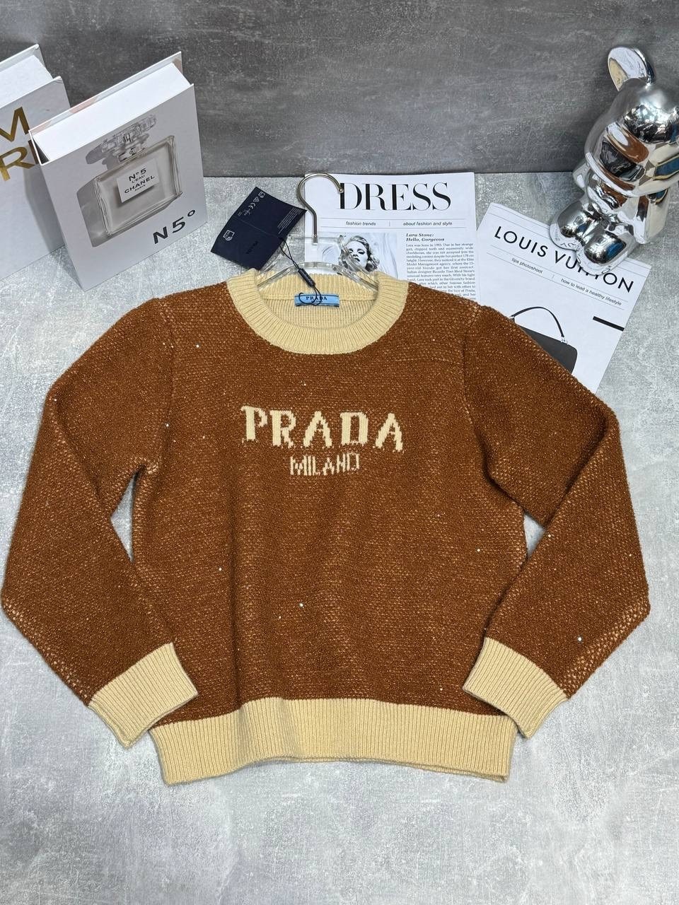 свитер prada,женский свитер,бежевый джемпер,женский джемпер,кофта прада