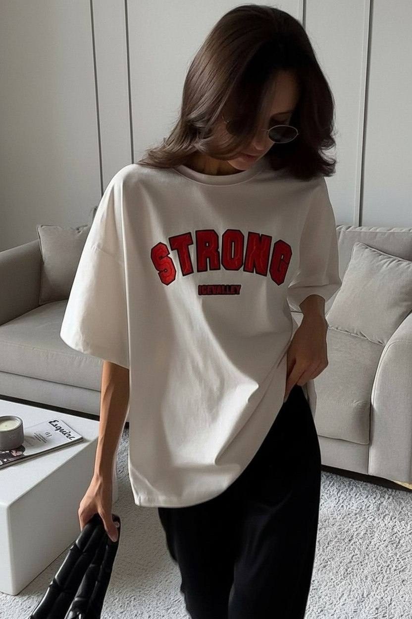 свободный свитшот,женский свитшот,кореянка,свитшот с надписью,свитшот белый