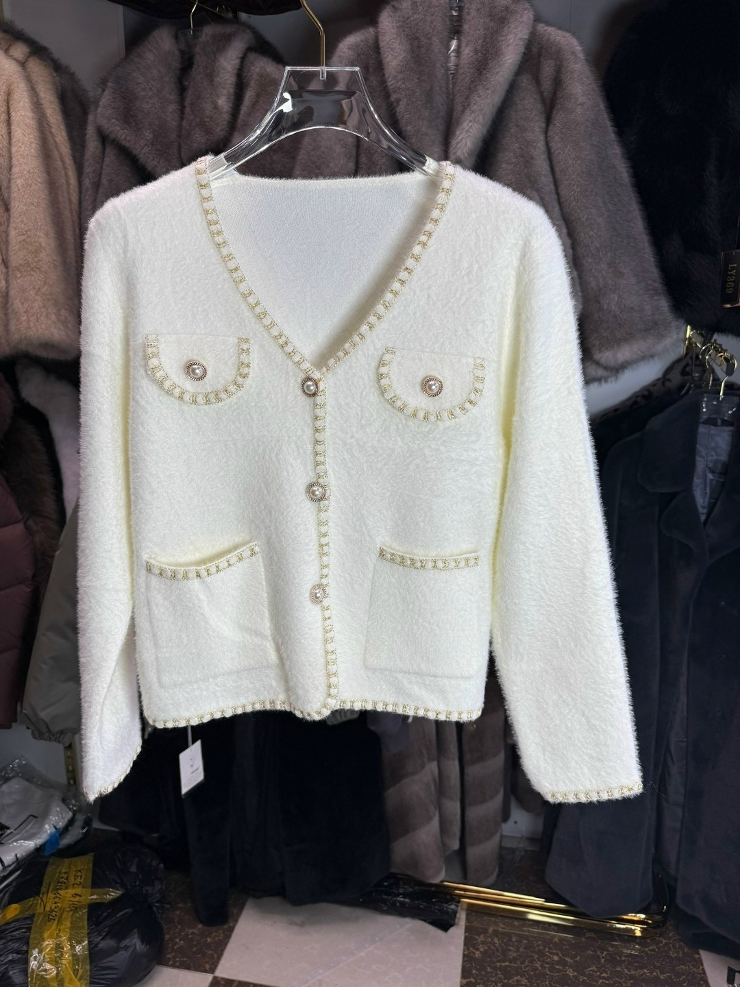 вязаный кардиган,вязаный кардиган из искусственной норки и кашемира,кардиган,женский вязаный кардиган,женский вязаный кардиган с длинными рукавами