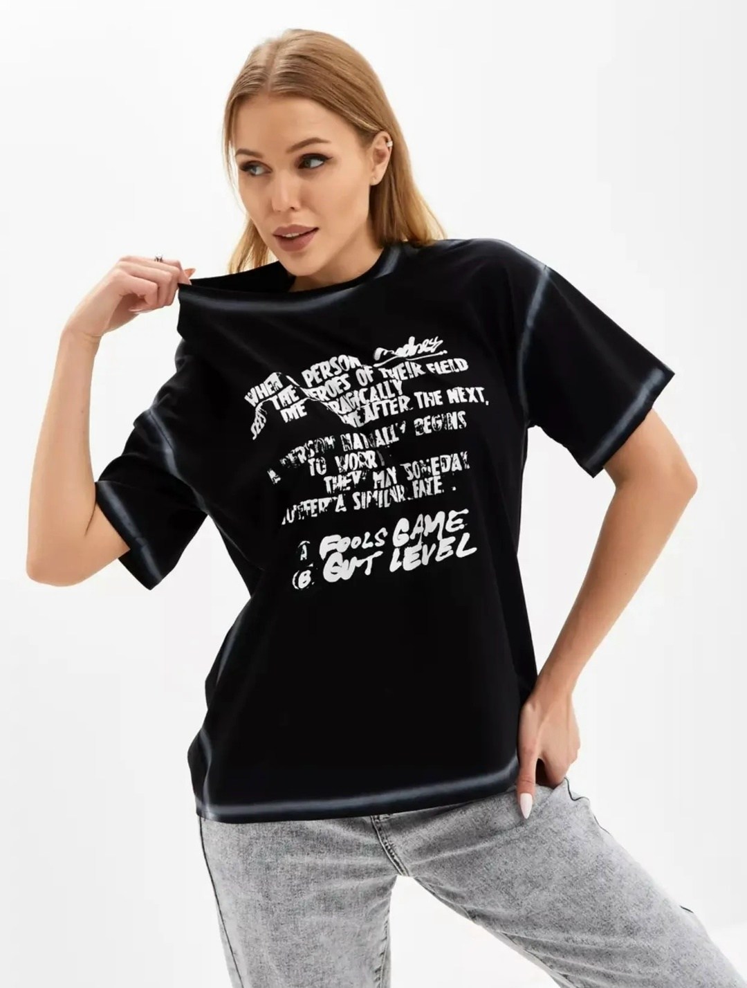 футболка женская оверсайз,футболка женская оверсайз с принтом,футболка оверсайз с принтами,женская футболка,yollochka футболка женская оверсайз черный