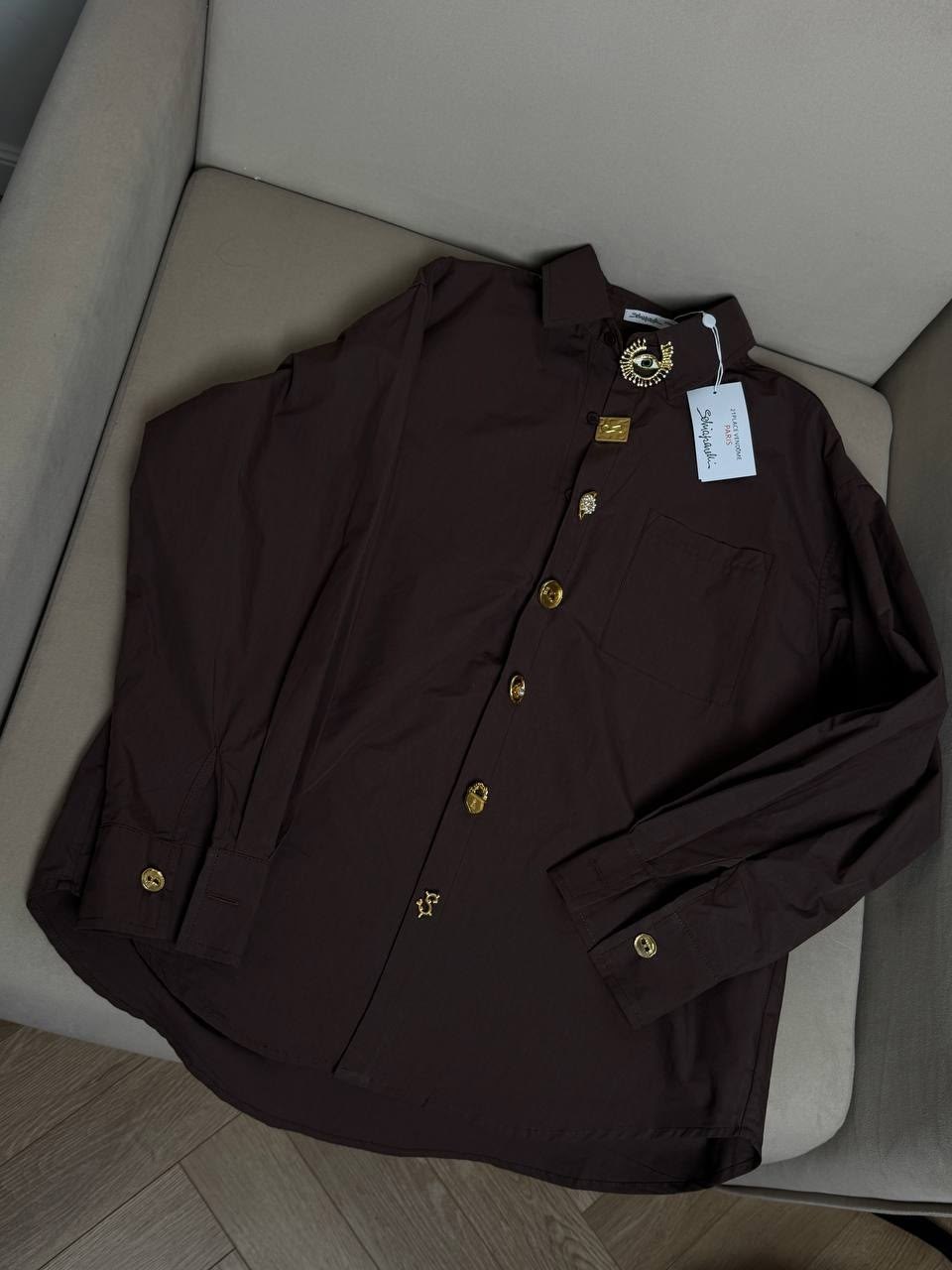 рубашка женская,рубашка в стиле олд мани schiaparelli cool casual wear,коричневая рубашка женская,рубашка,коричневая рубашка