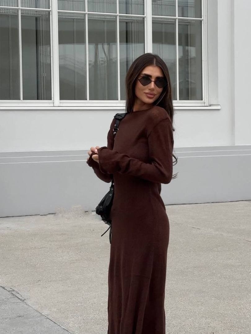 платье коричневое,женское платье,трикотажное платье,трикотажное длинное платье,вязаное платье