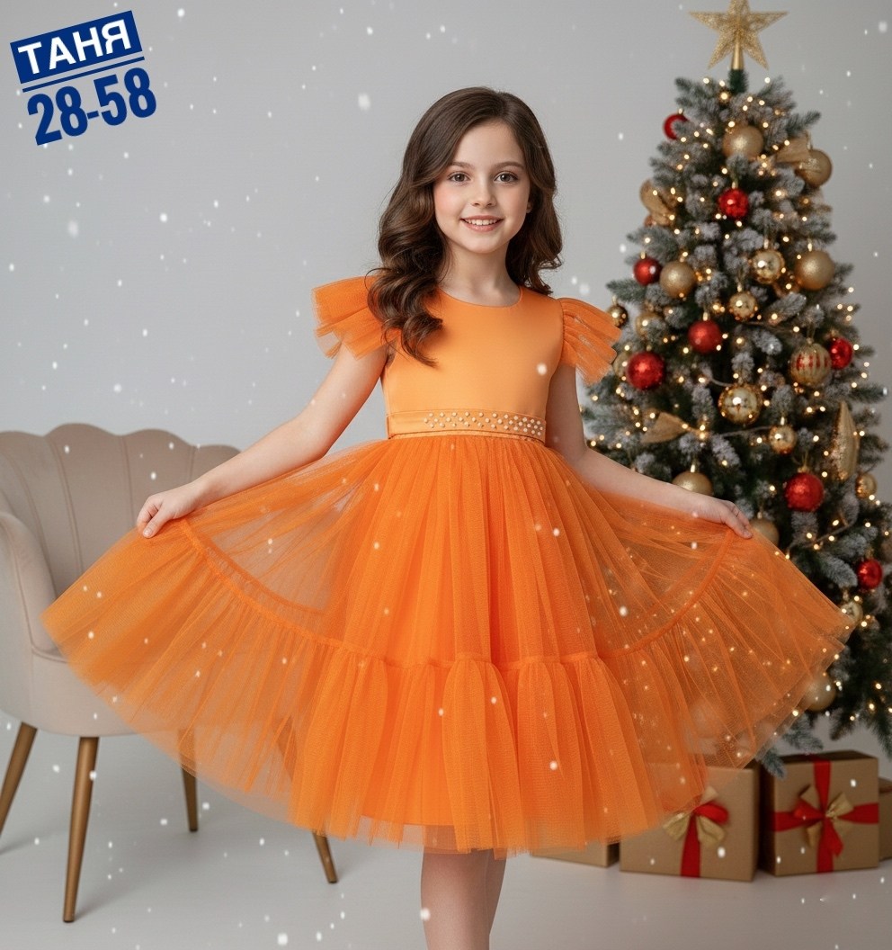 платье для девочки,платье нарядное,платье нарядное для девочки,оранжевое платье для девочки,платье девочки tmumcdad оранжевый