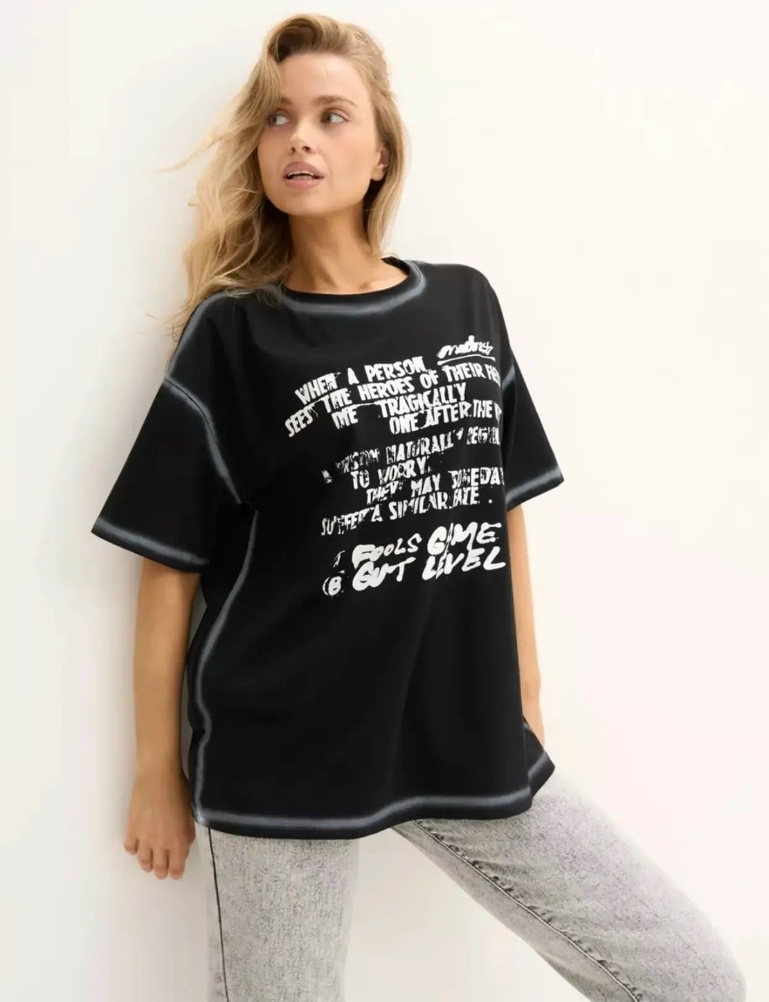 футболка женская оверсайз,футболка женская оверсайз с принтом,футболка оверсайз с принтами,женская футболка,yollochka футболка женская оверсайз черный