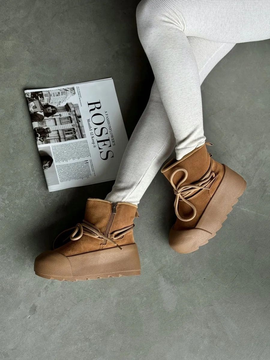 , женская зимняя,зимние ботинки inuikii classic low platform коричневый,зимние ботинки женские,зимняя