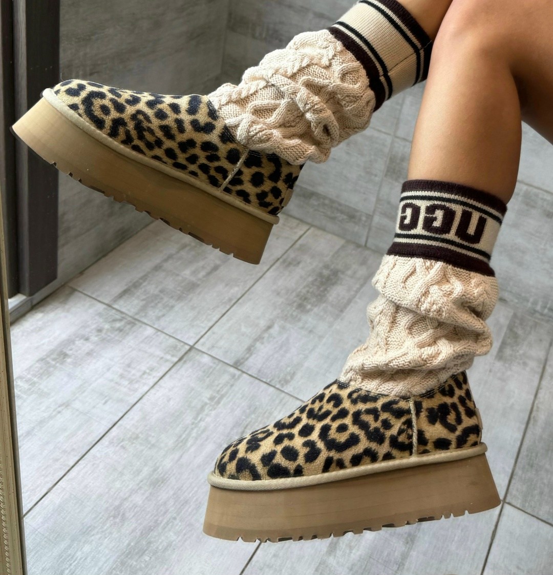 женские угги,леопардовые угги,,женская ,угги леопардовые короткие на платформе