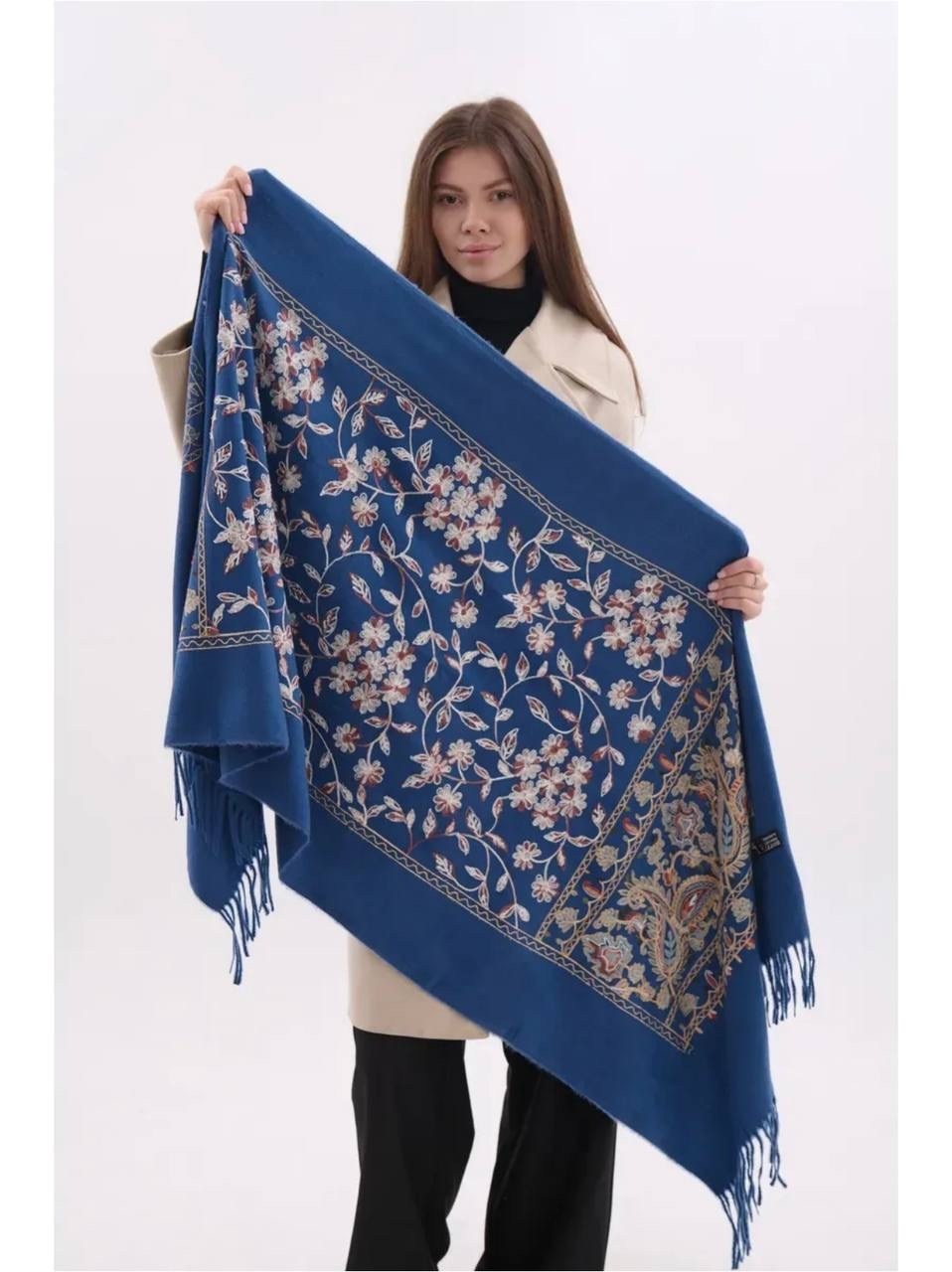 палантин кашемир шарф теплый,шарф палантин кашемир вышитые цветочные детали,палантин для женщин,палантин женские,кашемировый шарф-палантин с узорчатой вышивкой для женщин