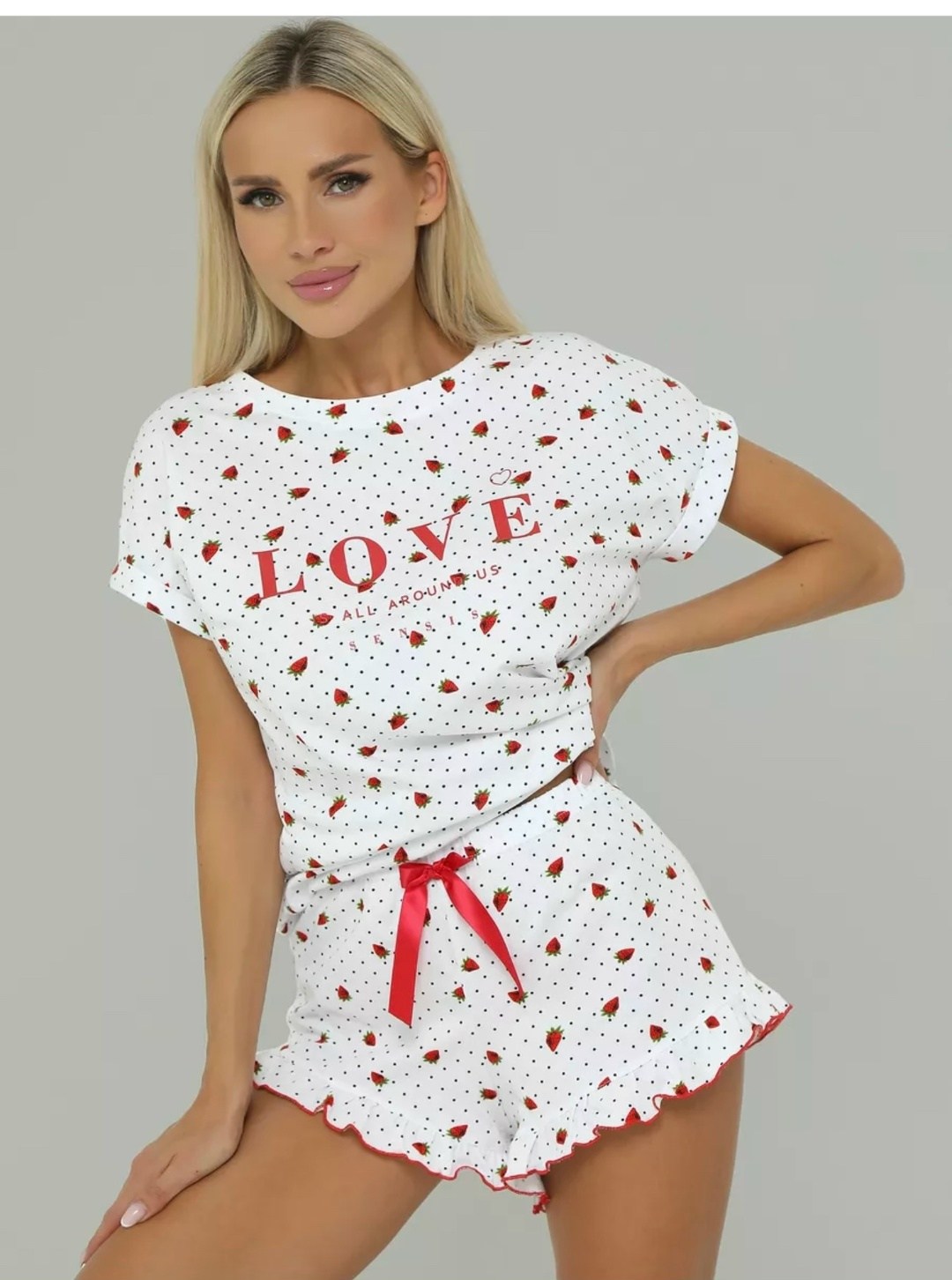 пижама женская 50р белый в горошек,пижама с шортами и футболкой с сердечками домашняя morra,женская хлопковая пижама с шортами happyfox,пижама домашняя с шортами и футболкой charmsecret,пижама с шорта