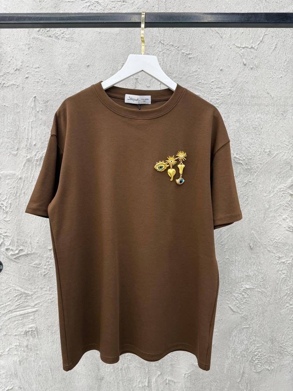 футболка y2k оверсайз zi-bella цвет шоколадный,футболка женская оверсайз,женская футболка,футболка оверсайз,футболка оверсайз с принтами