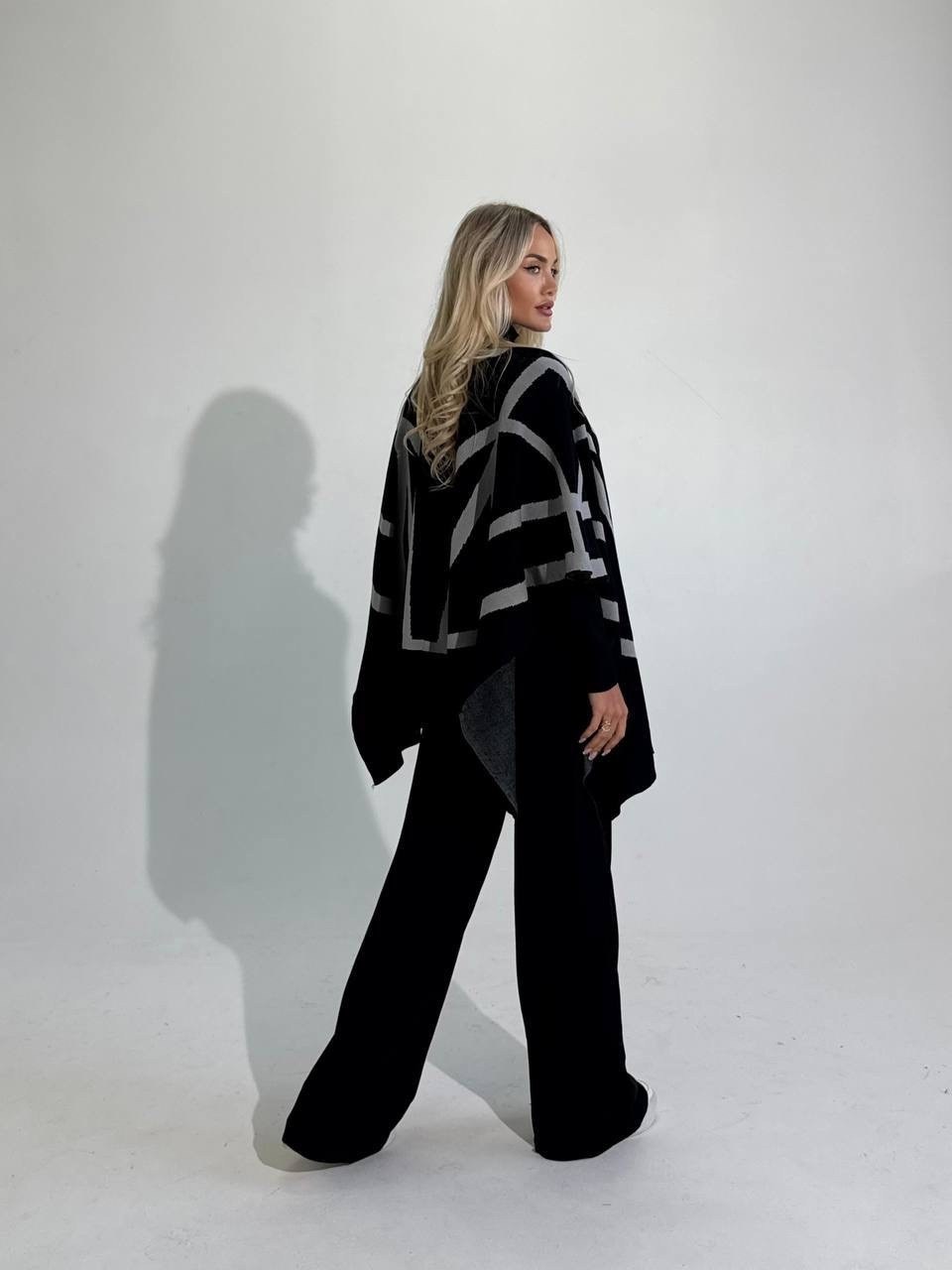 пончо,пончо женское,костюм с брюками,вязаное пончо,пончо накидка