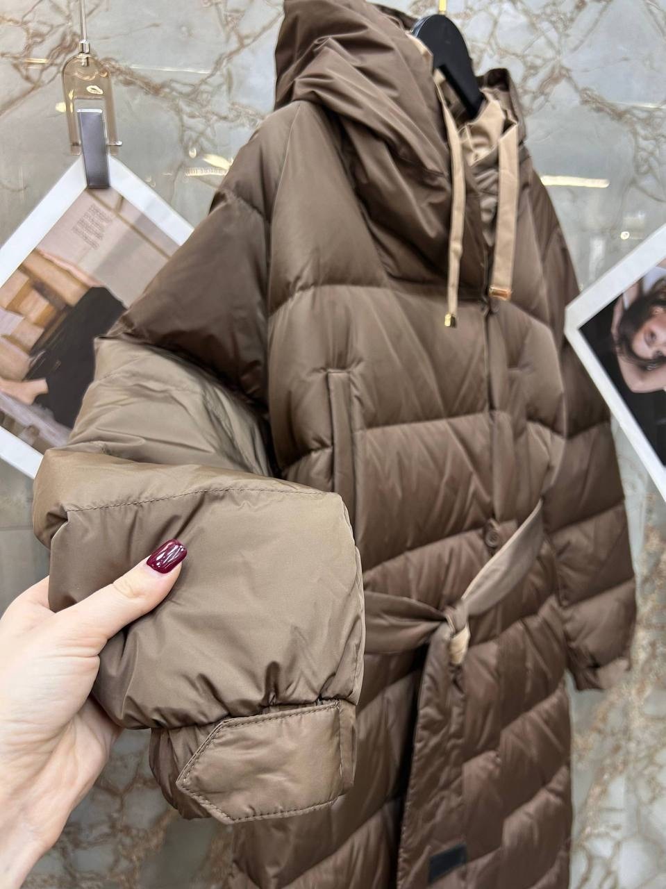 пуховик max mara,пуховик женский,пуховик,теплое пальто,пуховик коричневый