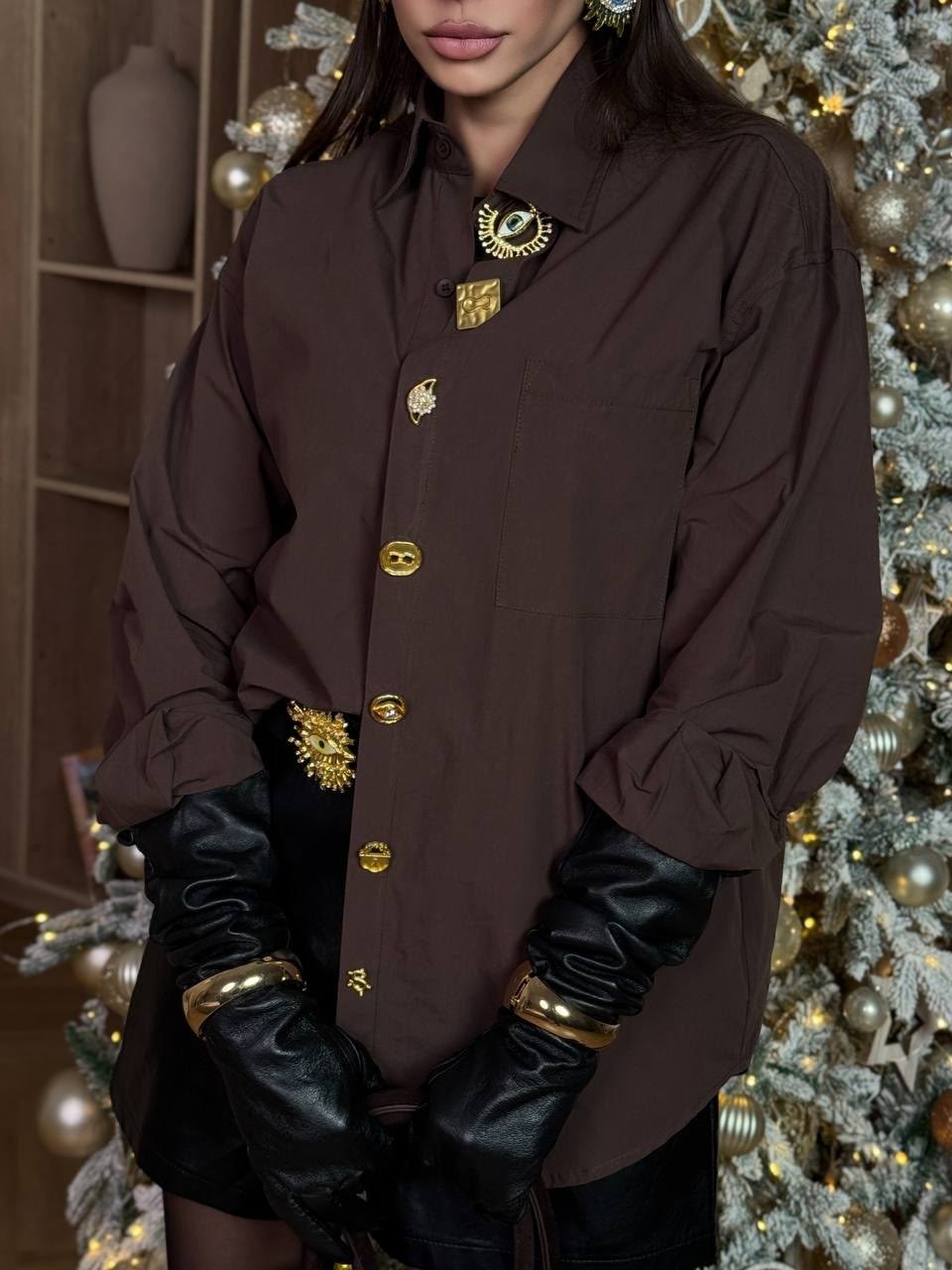 рубашка женская,рубашка в стиле олд мани schiaparelli cool casual wear,коричневая рубашка женская,рубашка,коричневая рубашка