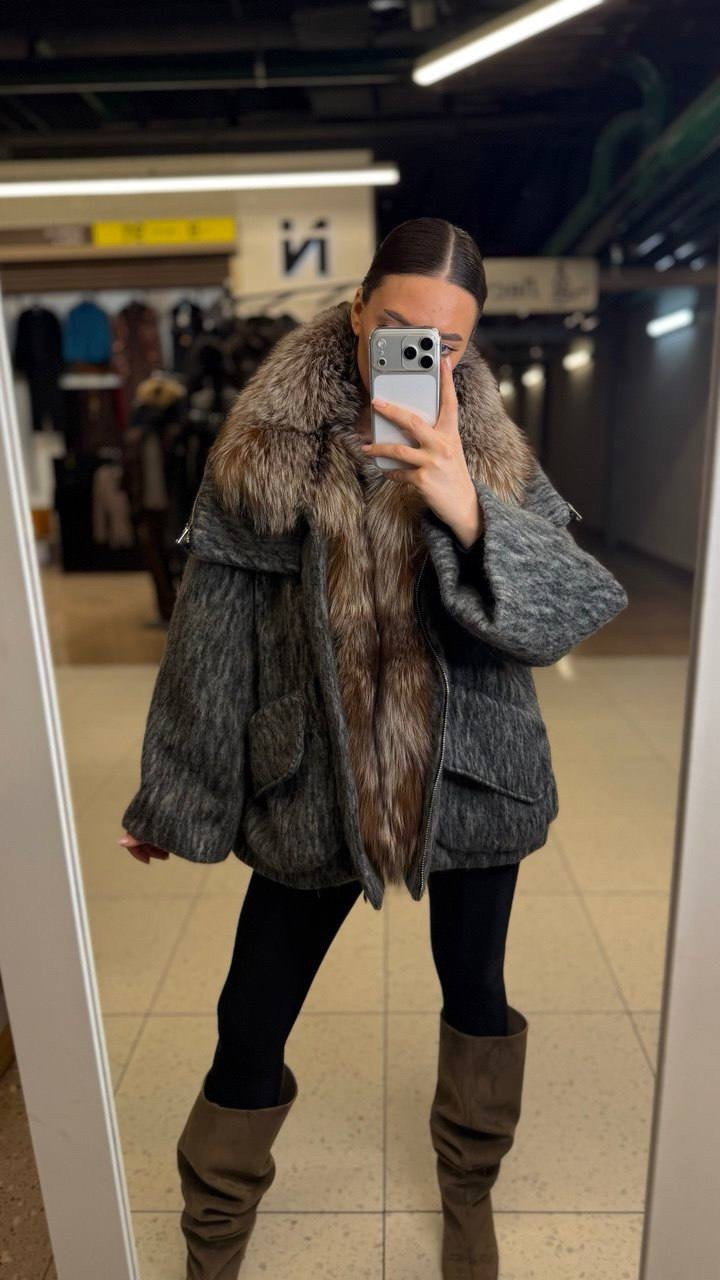 пуховики с мехом,куртка - пуховик с мехом,зимняя куртка-пальто оверсайз,женский пуховик,куртка-пуховик с мехом zz-6399-65-sr-en