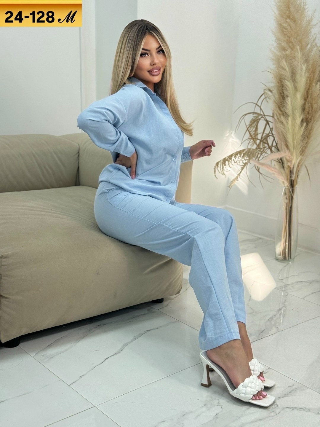 костюм летний со штанами жатка leyla secret,женские костюмы,костюм с брюками,костюм двойка женский,брючные костюмы женские