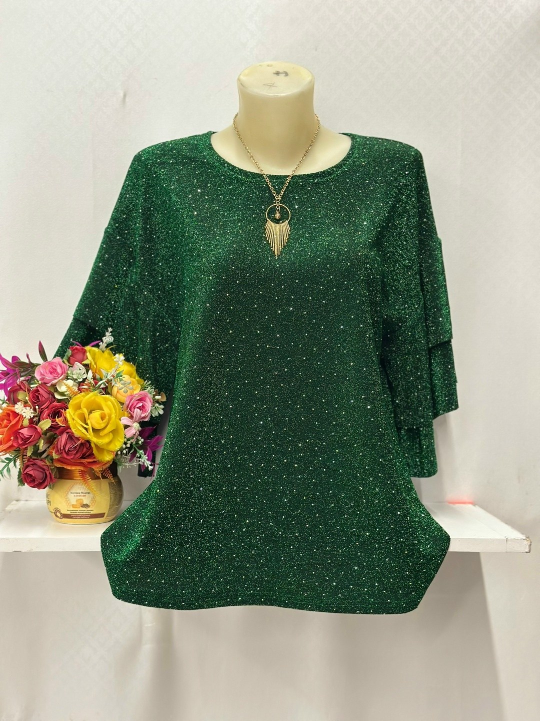кофта женская,кофта с люрексом,блузка зелёная трикотажная с люрексом от компании taiga,блузка зелёная трикотажная с люрексом,туника нарядная