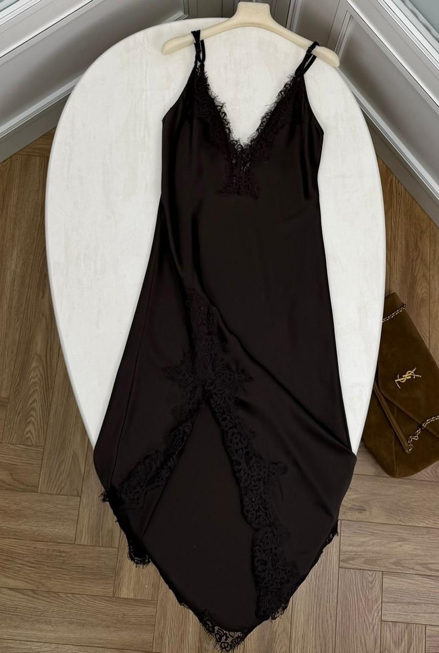 шелковое платье комбинация миди шоколадного цвета коричневое,платье krasa мб0121-21 шоколад,шоколадное платье комбинация,шоколадное платье-комбинация миди с бретельками topshop,шелковое платье комбина