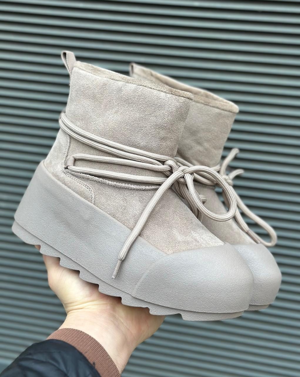 угги женские,женские зимние угги с шнурками,,замшевые ботинки inuikii серый, женская