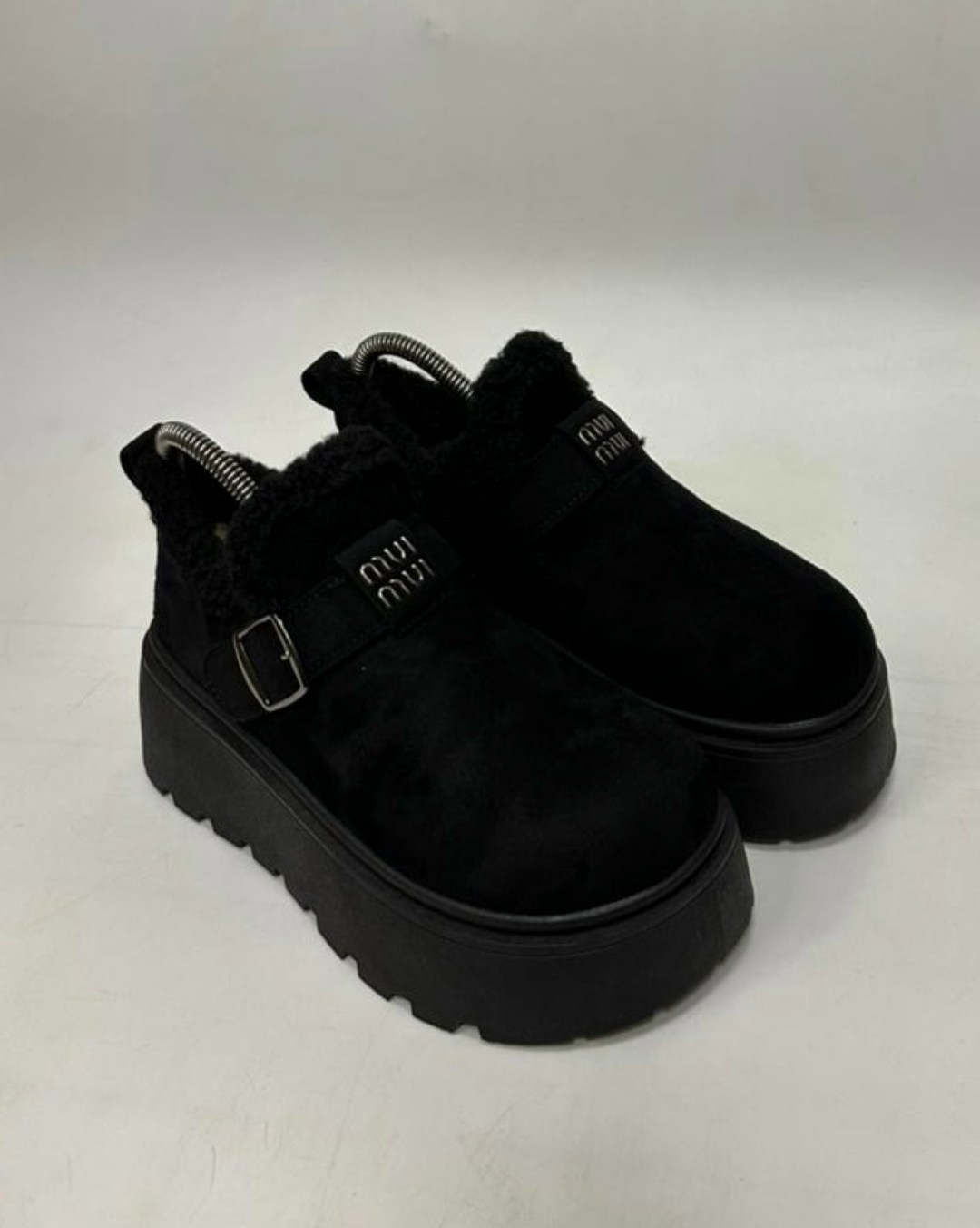 повседневная женская  лоферы с меховыми сабо на платформе круглым носком,,женские лоферы на платформе,женская ,ботинки женские