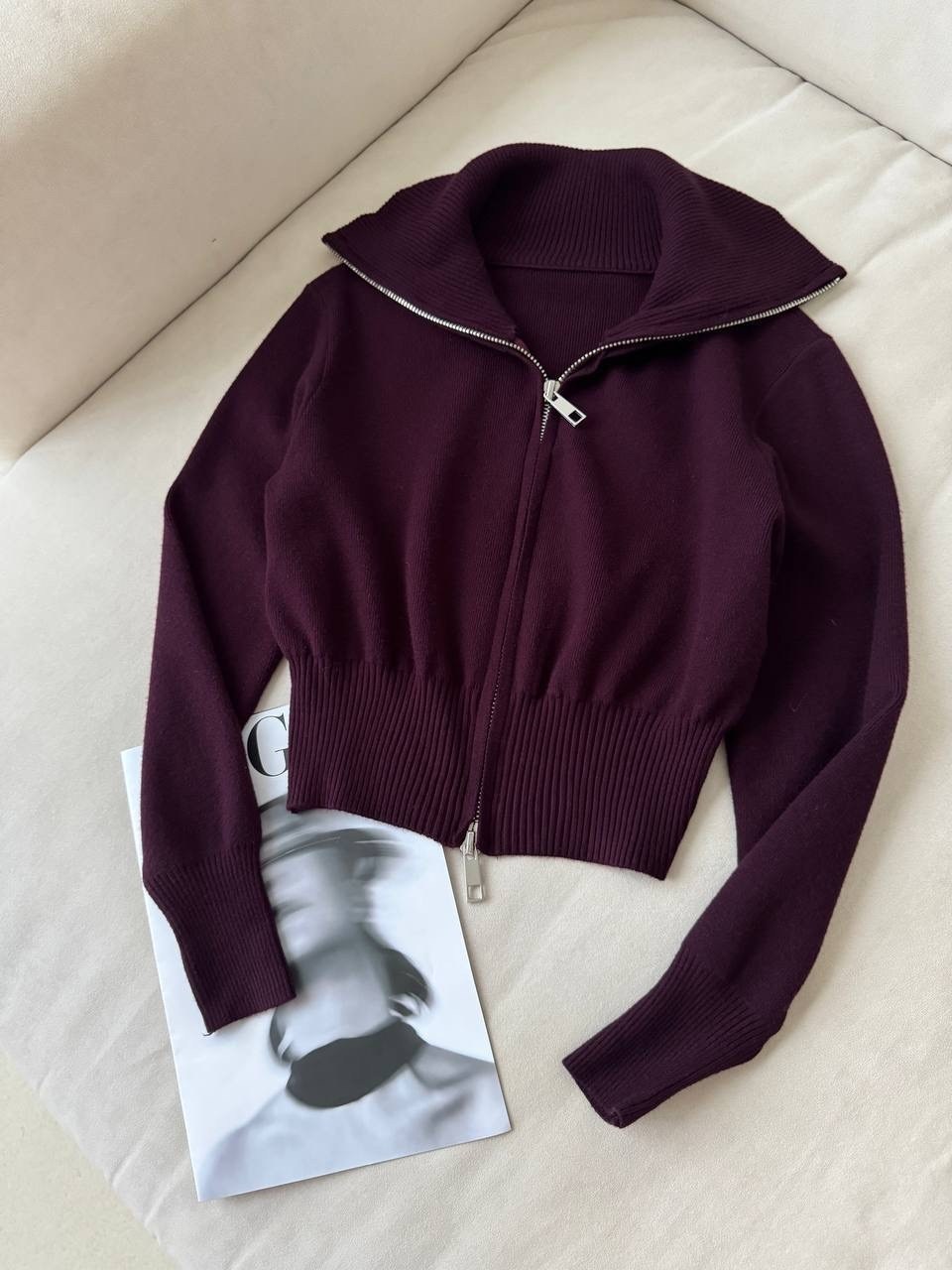 бомбер вязаный на молнии glamtop,кардиган на молнии вязаный,кардиган,кофта на молнии,свитер женский на молнии