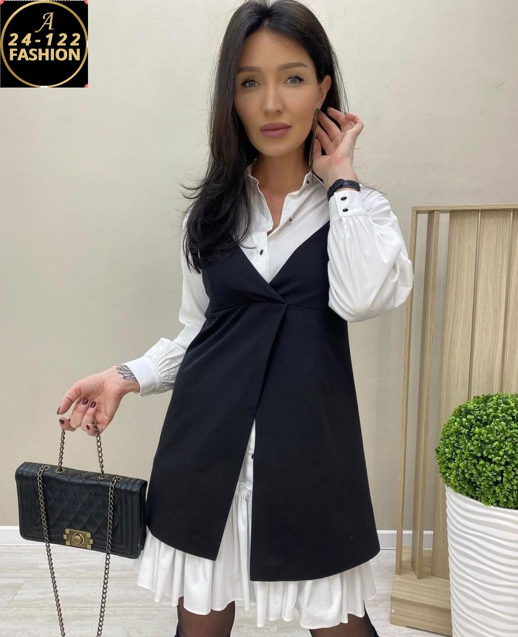жилетка с платьем,женский костюм двойка,женское платье рубашка,школьный сарафан,комплект платье