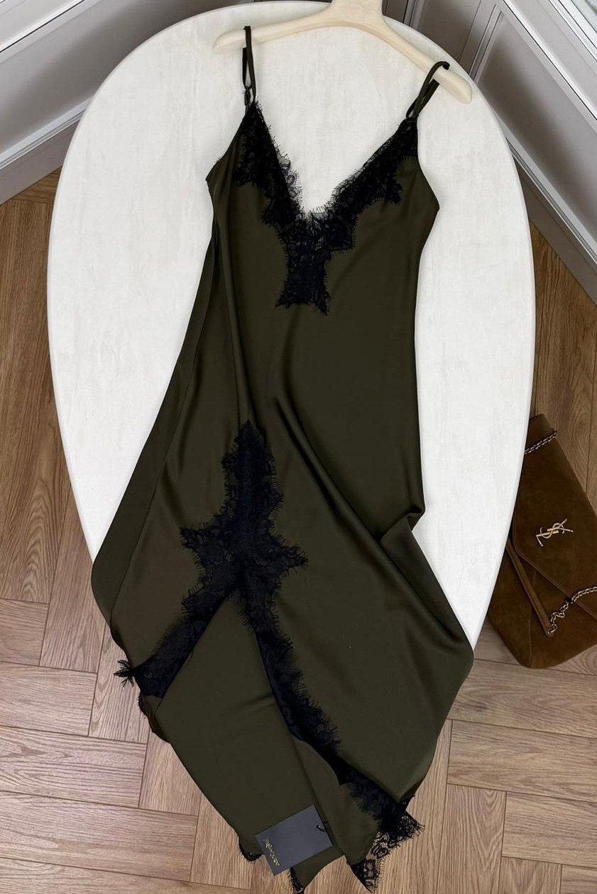 сорочка длинная шелковая mia-amore "olivia" 3648 оливковый,сорочка шелковая длинная mia-amore olivia 3648 оливковый 2xl,mia mia olivia сорочка,длинная сорочка шелковая mia-mella цвет оливковый,длинная