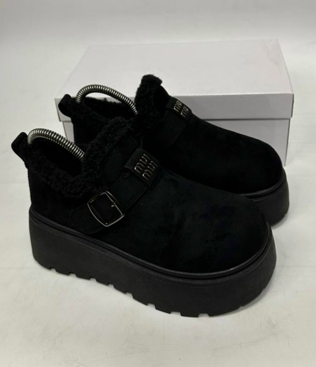 повседневная женская  лоферы с меховыми сабо на платформе круглым носком,,женские лоферы на платформе,женская ,ботинки женские