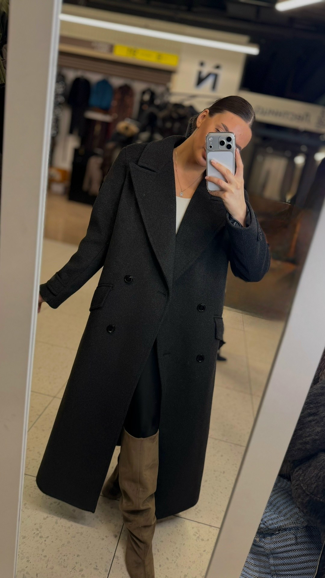 черное женское двустороннее шерстяное кашемировое пальто,женское пальто оверсайз,пальто оверсайз черное,пальто прямое длинное шерсть,пальто чёрное