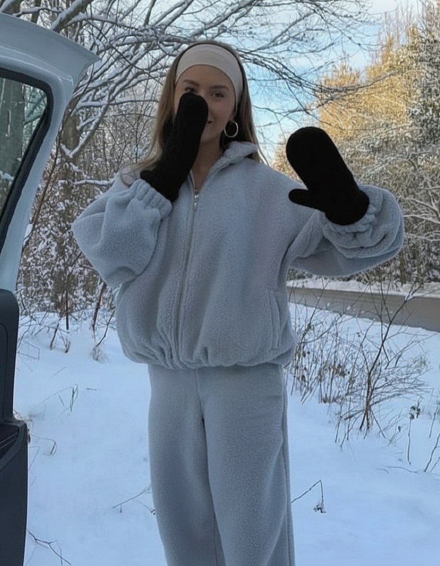 зимняя мода,костюм оверсайз c начесом ari store,зимний стиль,зимние наряды,костюм теплый зимний
