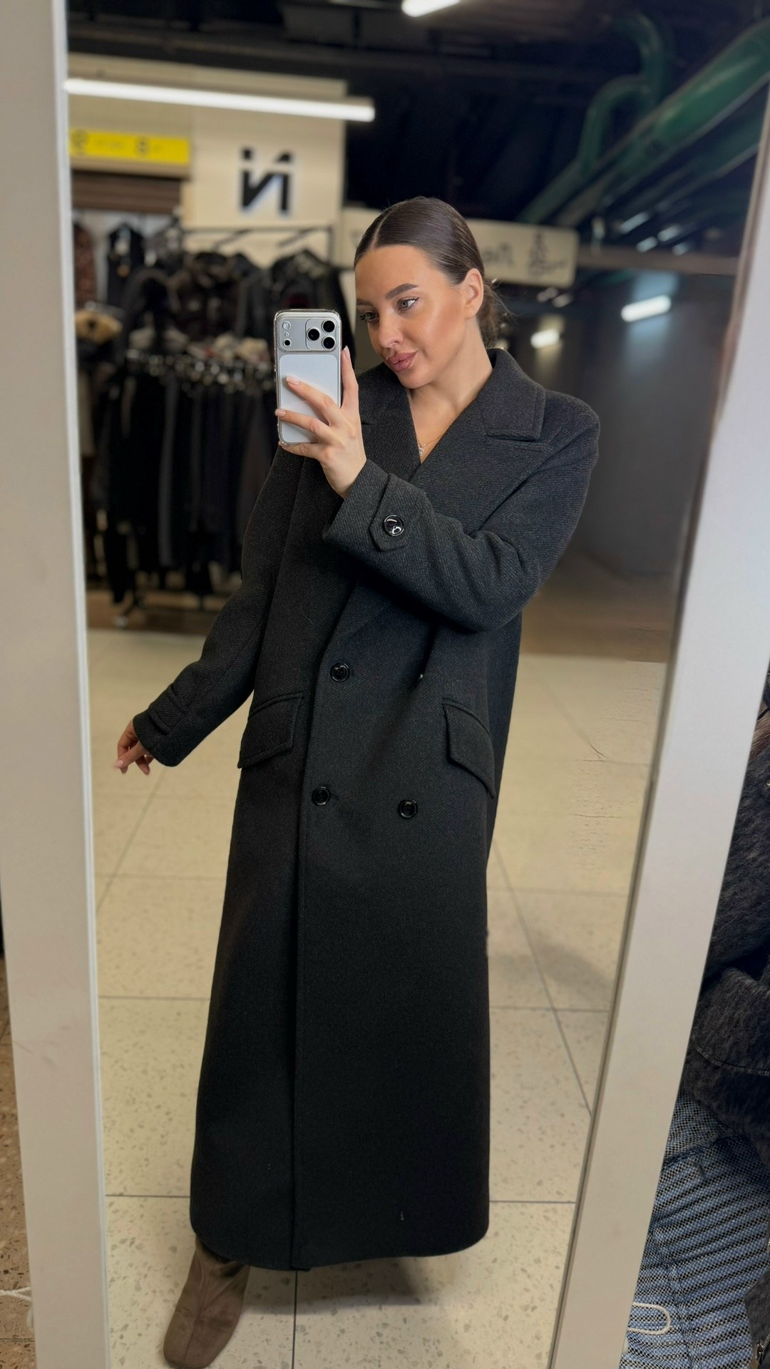 черное женское двустороннее шерстяное кашемировое пальто,женское пальто оверсайз,пальто оверсайз черное,пальто прямое длинное шерсть,пальто чёрное