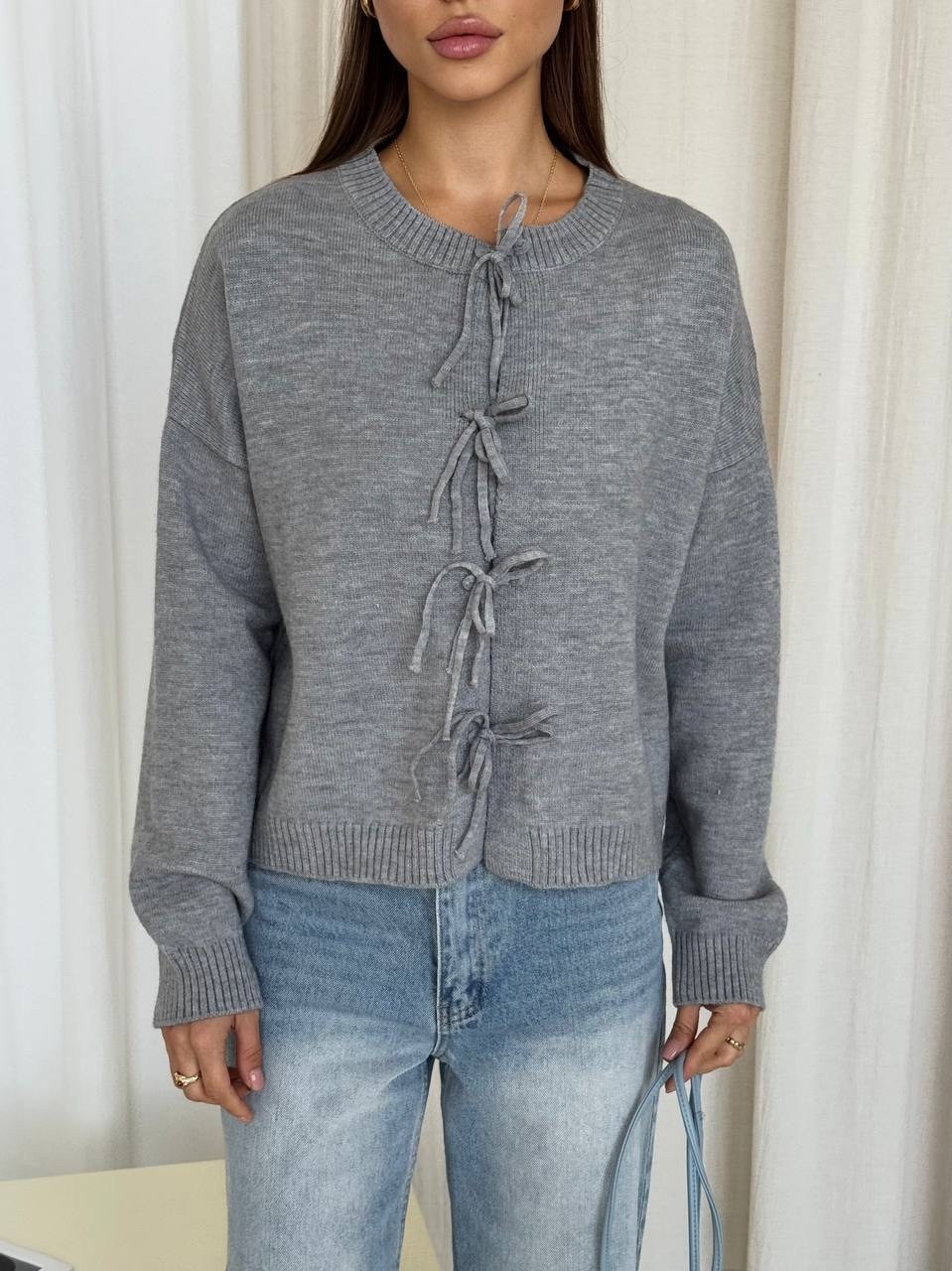 кардиган с завязками,вязаный кардиган,женский вязаный кардиган,кардиган,кардиган серый