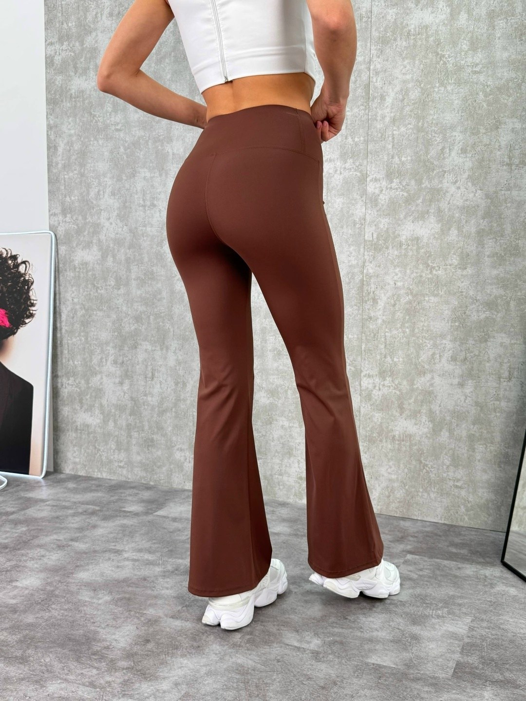 брюки клеш легинсы облегающие коричневые melangee,спортивные брюки клеш,леггинсы ak-deniz коричневый,брюки женские спортивные клеш,женские брюки клеш