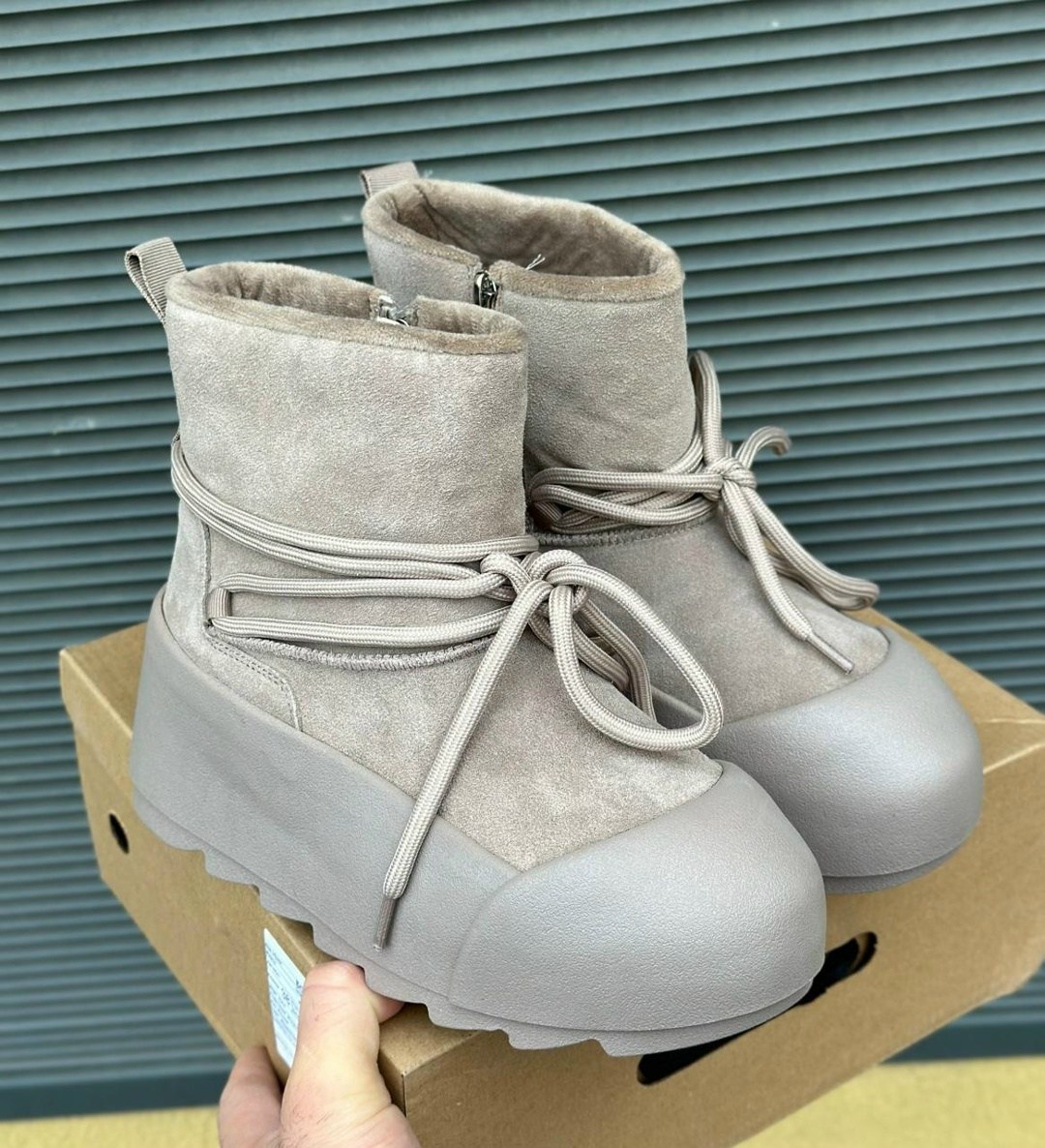 угги женские,женские зимние угги с шнурками,,замшевые ботинки inuikii серый, женская