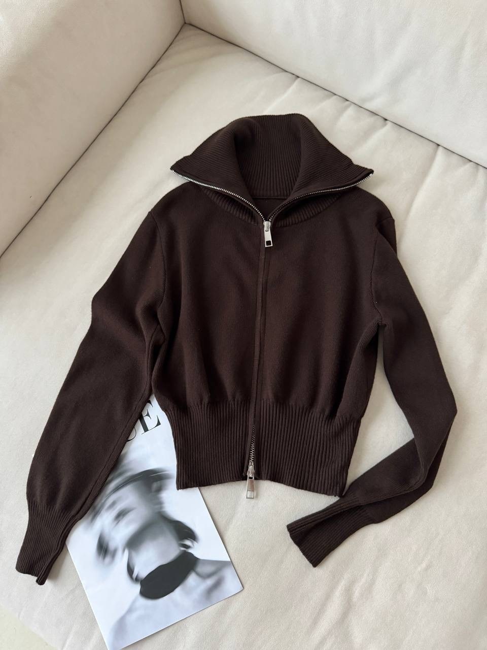 бомбер вязаный на молнии glamtop,кардиган на молнии вязаный,кардиган,кофта на молнии,свитер женский на молнии