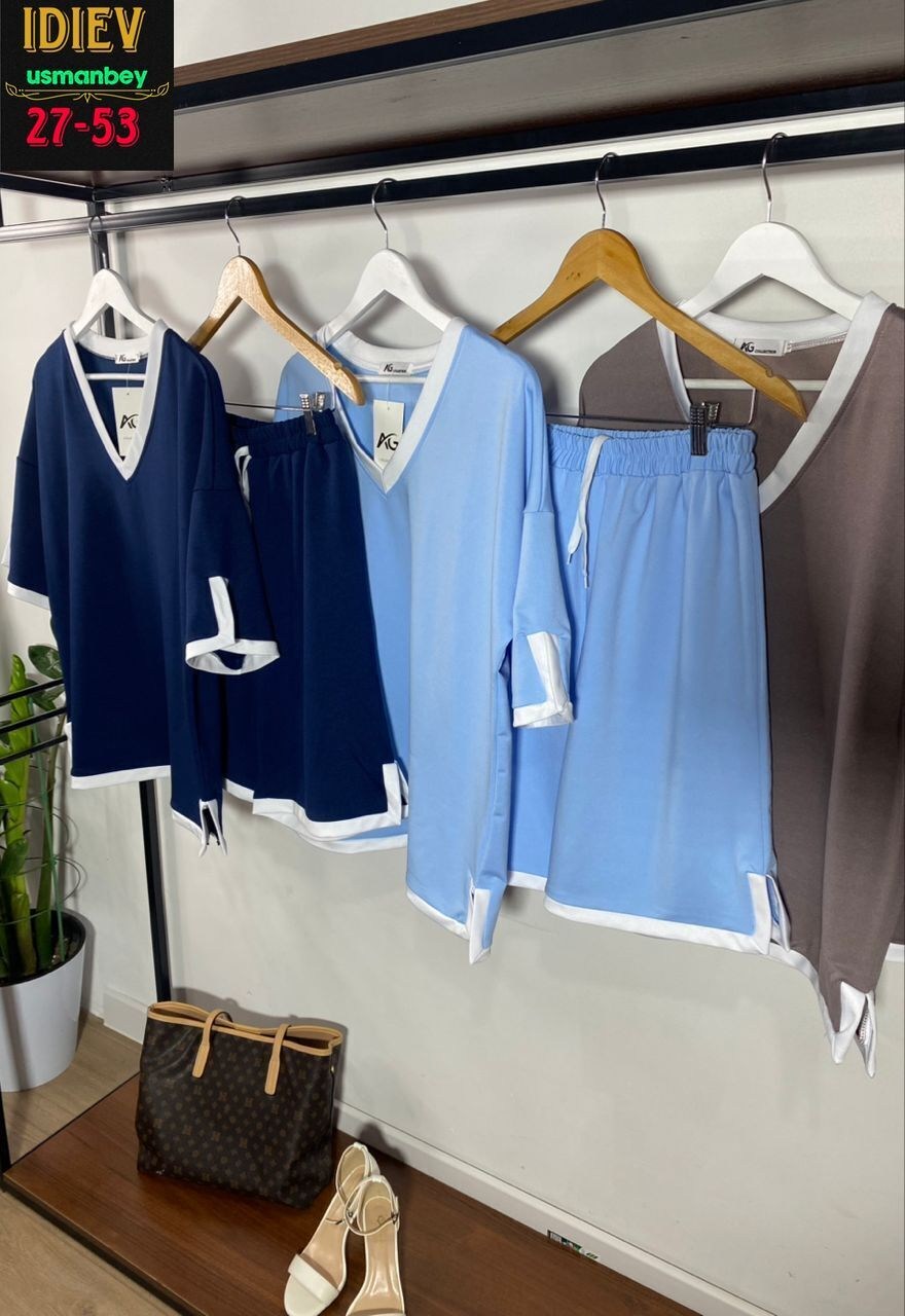 трикотажный костюм с шортами,трикотажные костюмы женские,женский трикотажный костюм летняя,летний женский комплект из двух предметов,трикотажные костюмы