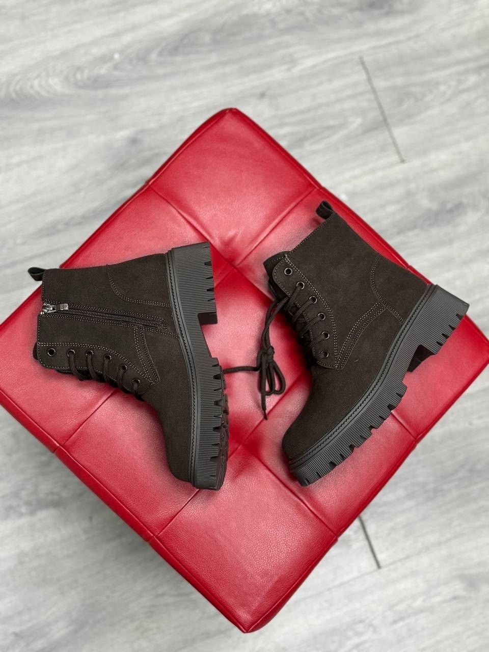 ,ботинки демисезонные натуральная замша на шнуровке reversal,ботинки,женские ботинки,женская