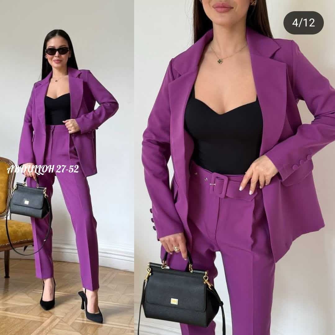 брючный костюм continental fashion 0211-07 фиолетовый,костюм женский фабрични пиджак классический с брюками,vassa костюм брючный лавандовый,костюм женский,брючный костюм