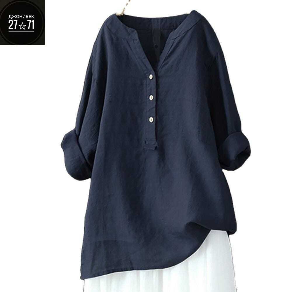 женская однотонная рубашка с длинным рукавом,женская однотонная рубашка с длинными,женская рубашка из хлопка и льна,женская льняная рубашка,женская рубашка