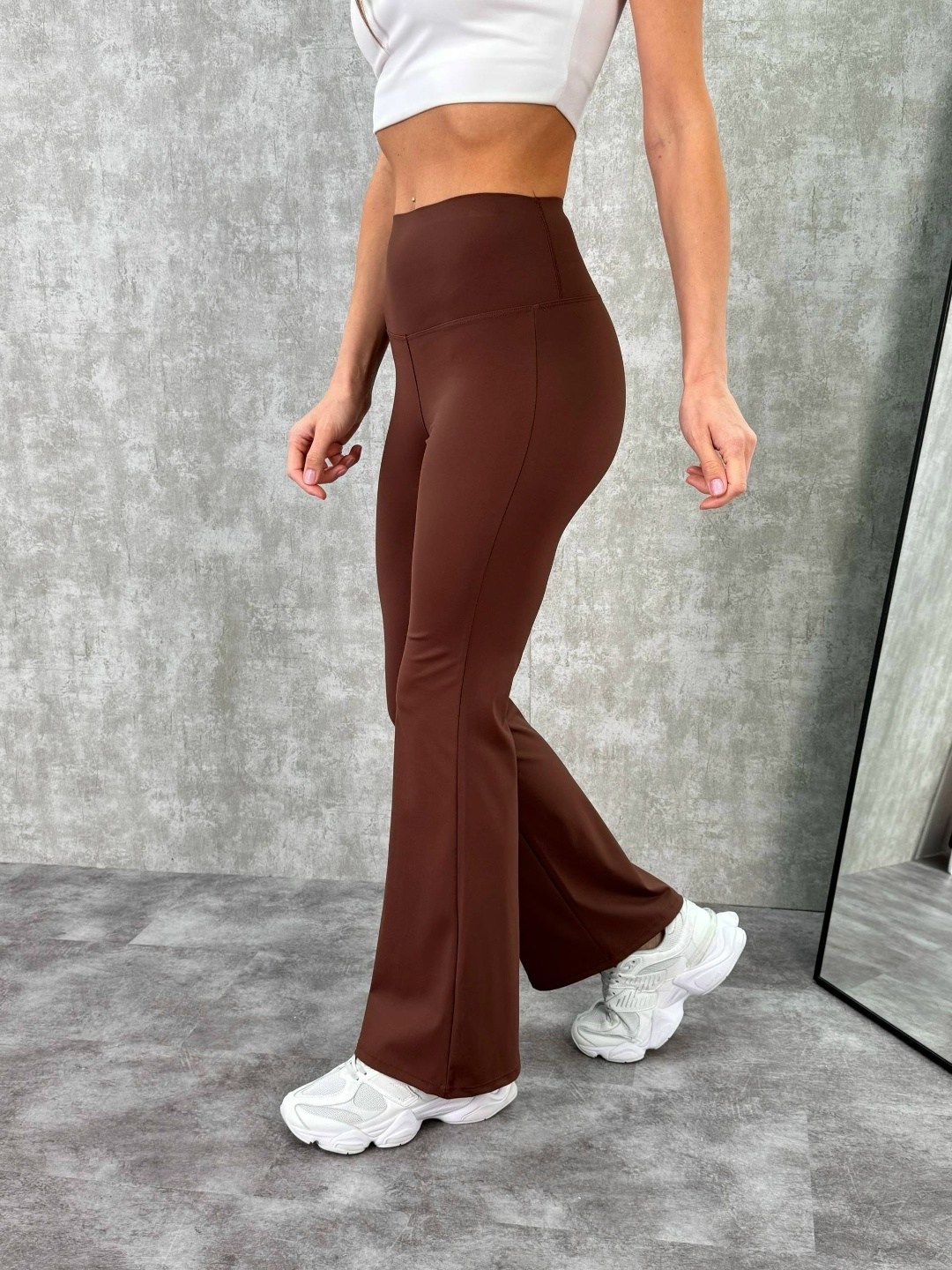 брюки клеш легинсы облегающие коричневые melangee,спортивные брюки клеш,леггинсы ak-deniz коричневый,брюки женские спортивные клеш,женские брюки клеш
