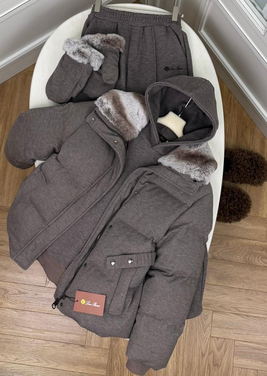 loro piana серый женский костюм тройка на флисе,комплект куртка,женский серый костюм тройка miu miu,костюм тройка miu miu,зимняя куртка