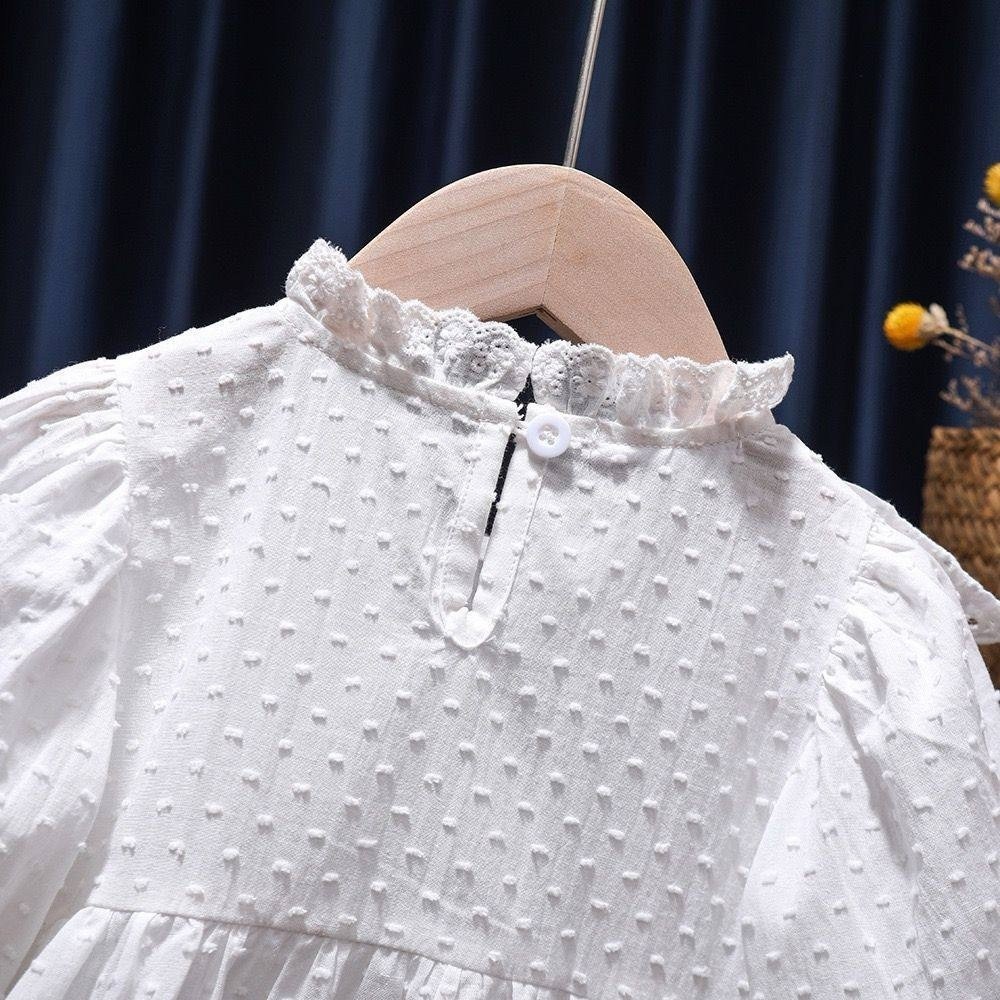 хлопковое платье для девочек,детское белое платье из хлопка с длинным рукавом и рюшами,платье крестильное воланом кружевом летнее milkids,платье хлопковое нарядное для девочки в садик крестильное,блуз