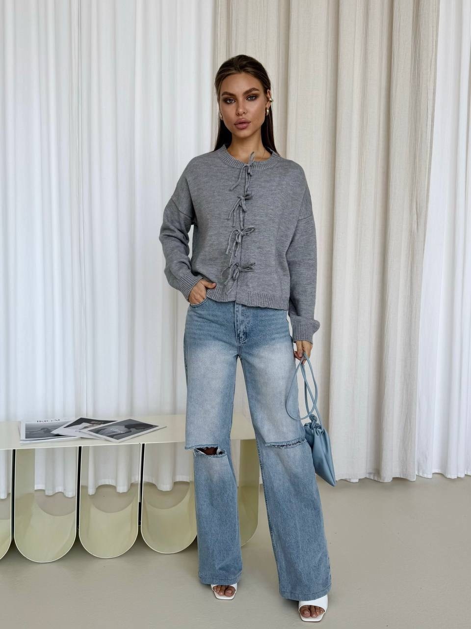 кардиган с завязками,вязаный кардиган,женский вязаный кардиган,кардиган,кардиган серый