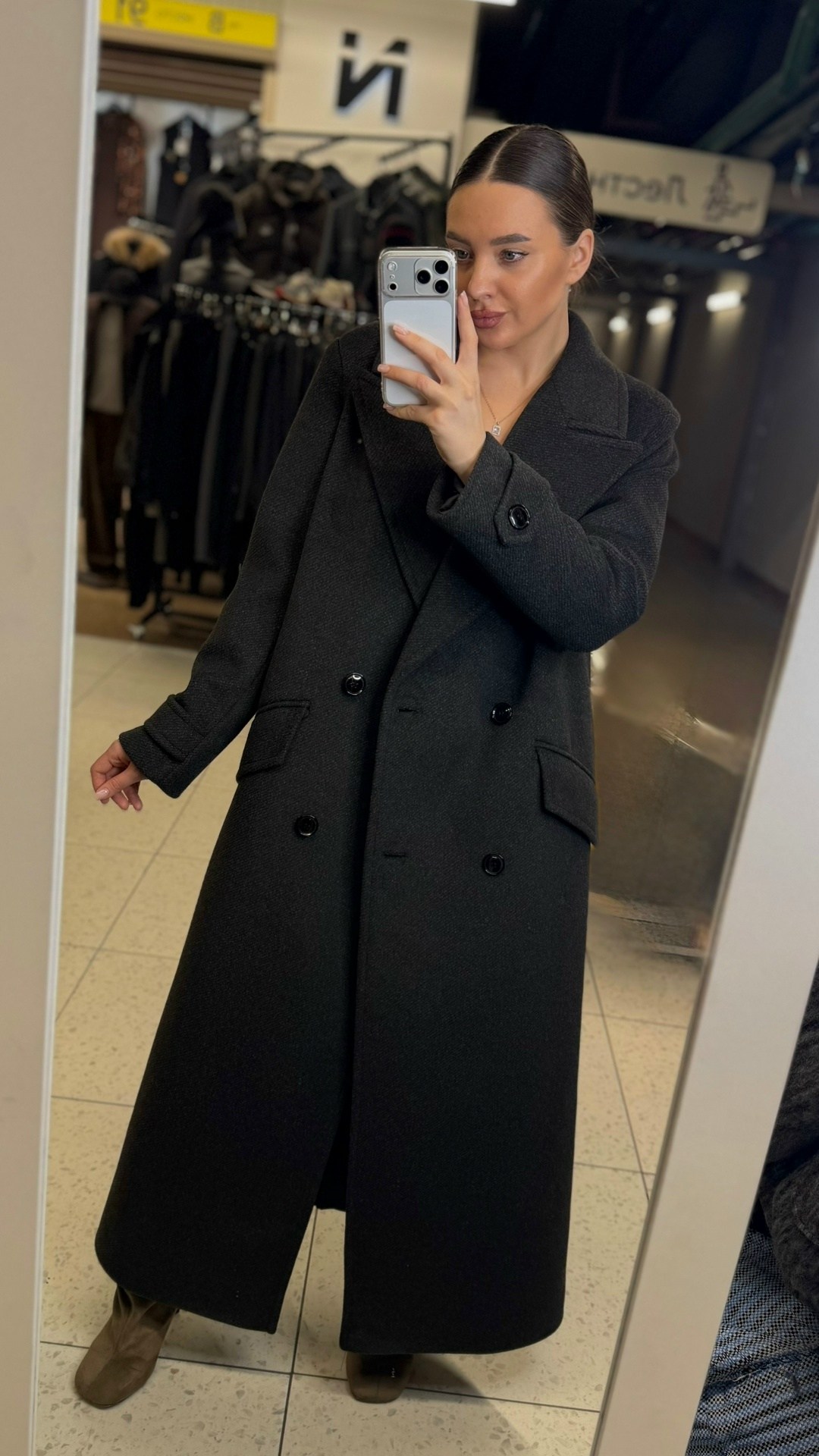 черное женское двустороннее шерстяное кашемировое пальто,женское пальто оверсайз,пальто оверсайз черное,пальто прямое длинное шерсть,пальто чёрное