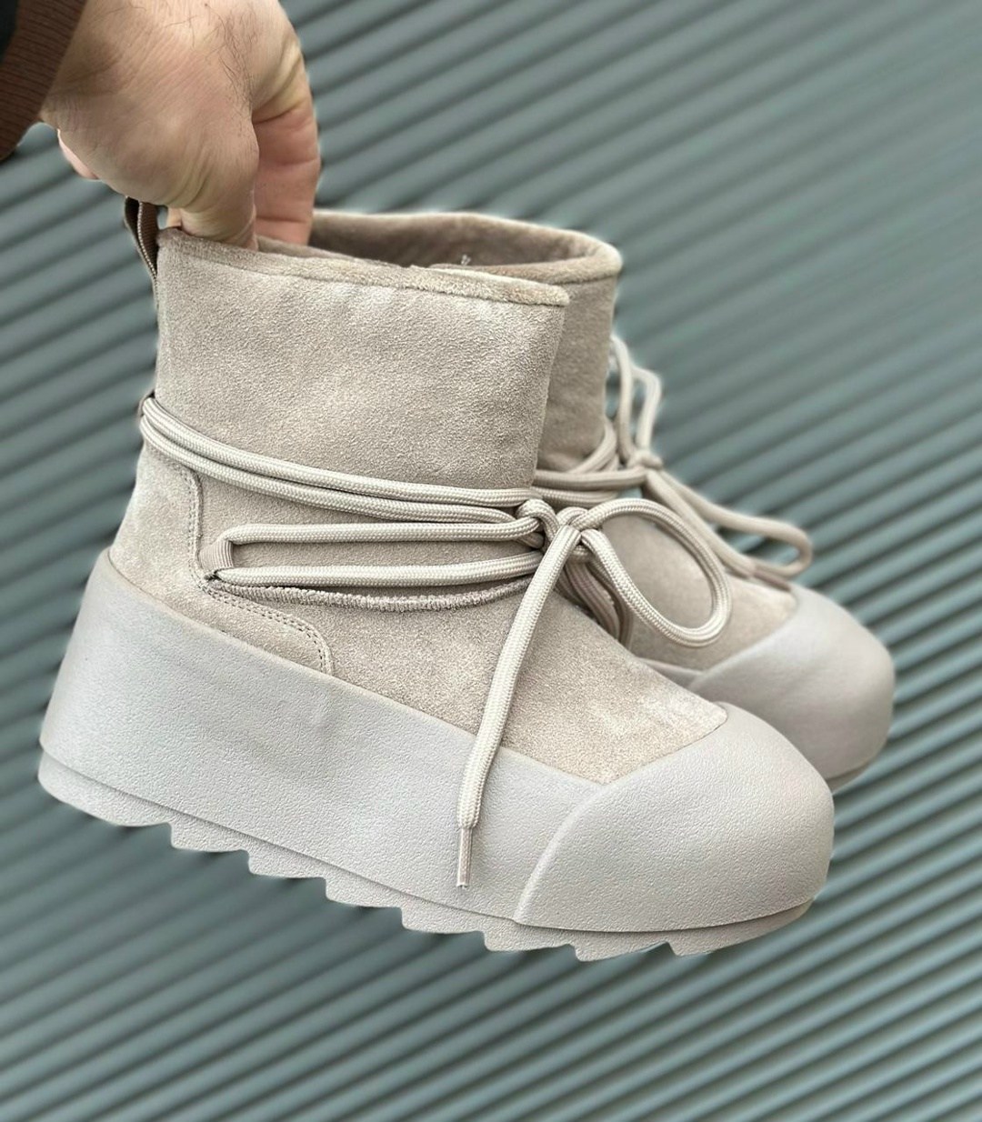 угги женские,женские зимние угги с шнурками,,замшевые ботинки inuikii серый, женская