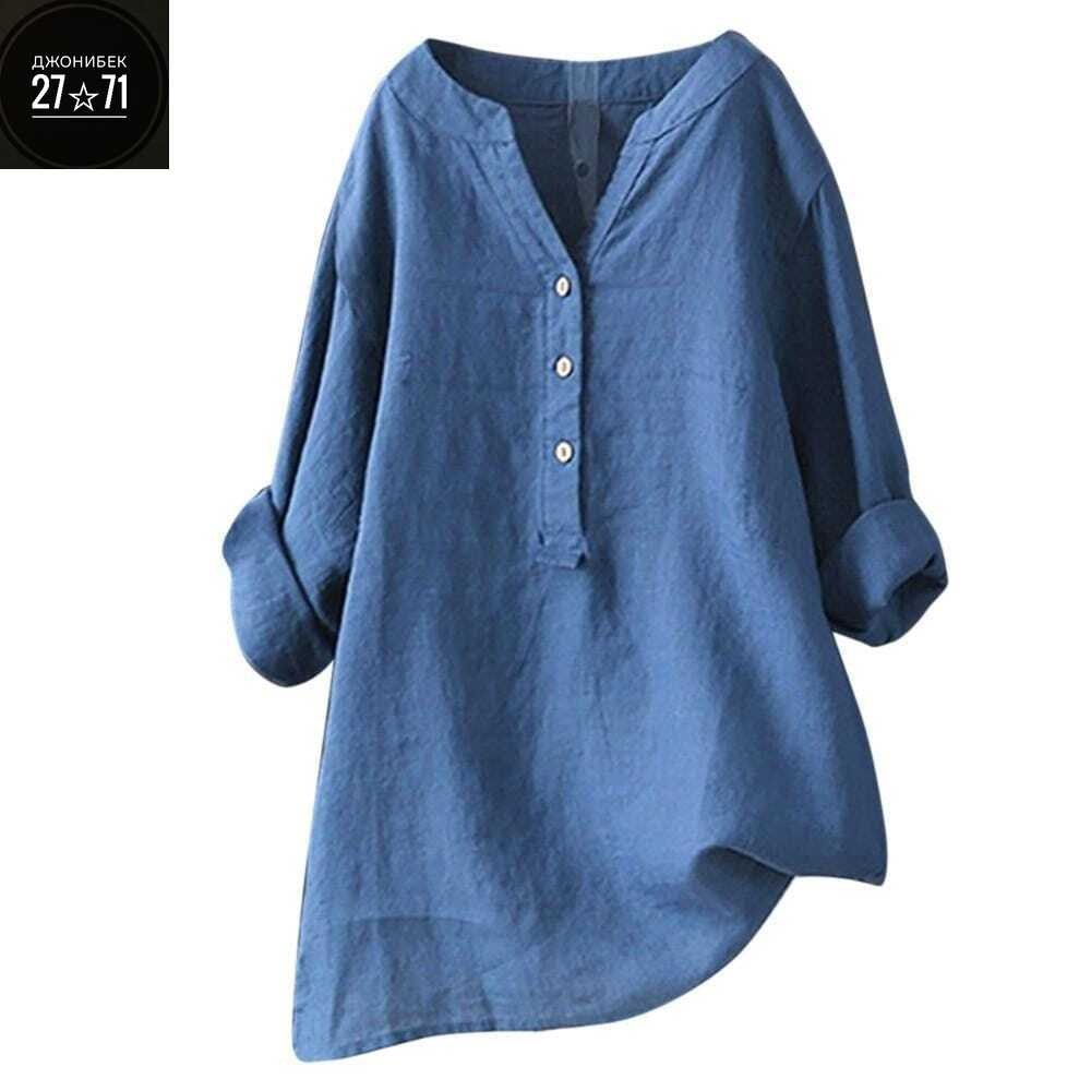 женская однотонная рубашка с длинным рукавом,женская однотонная рубашка с длинными,женская рубашка из хлопка и льна,женская льняная рубашка,женская рубашка