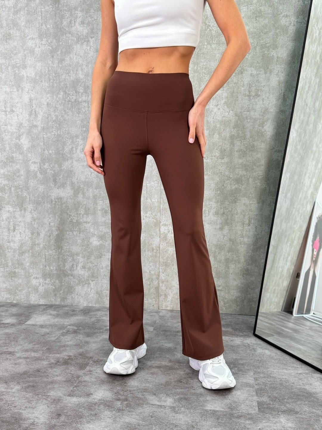 брюки клеш легинсы облегающие коричневые melangee,спортивные брюки клеш,леггинсы ak-deniz коричневый,брюки женские спортивные клеш,женские брюки клеш