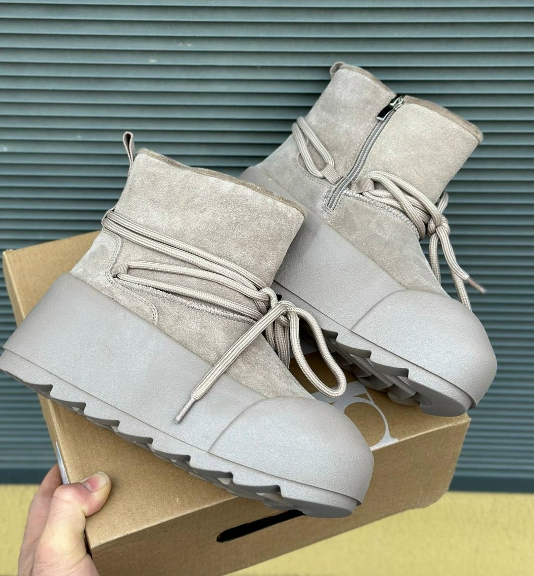 угги женские,женские зимние угги с шнурками,,замшевые ботинки inuikii серый, женская
