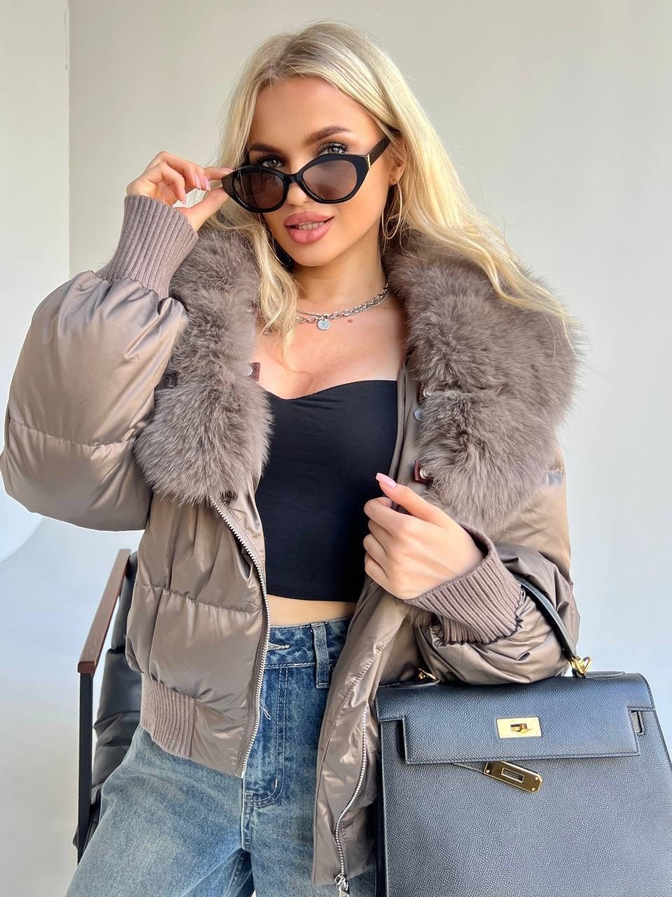 женская куртка,пуховик женский,пуховик с мехом,пуховик с натуральным мехом,короткий пуховик