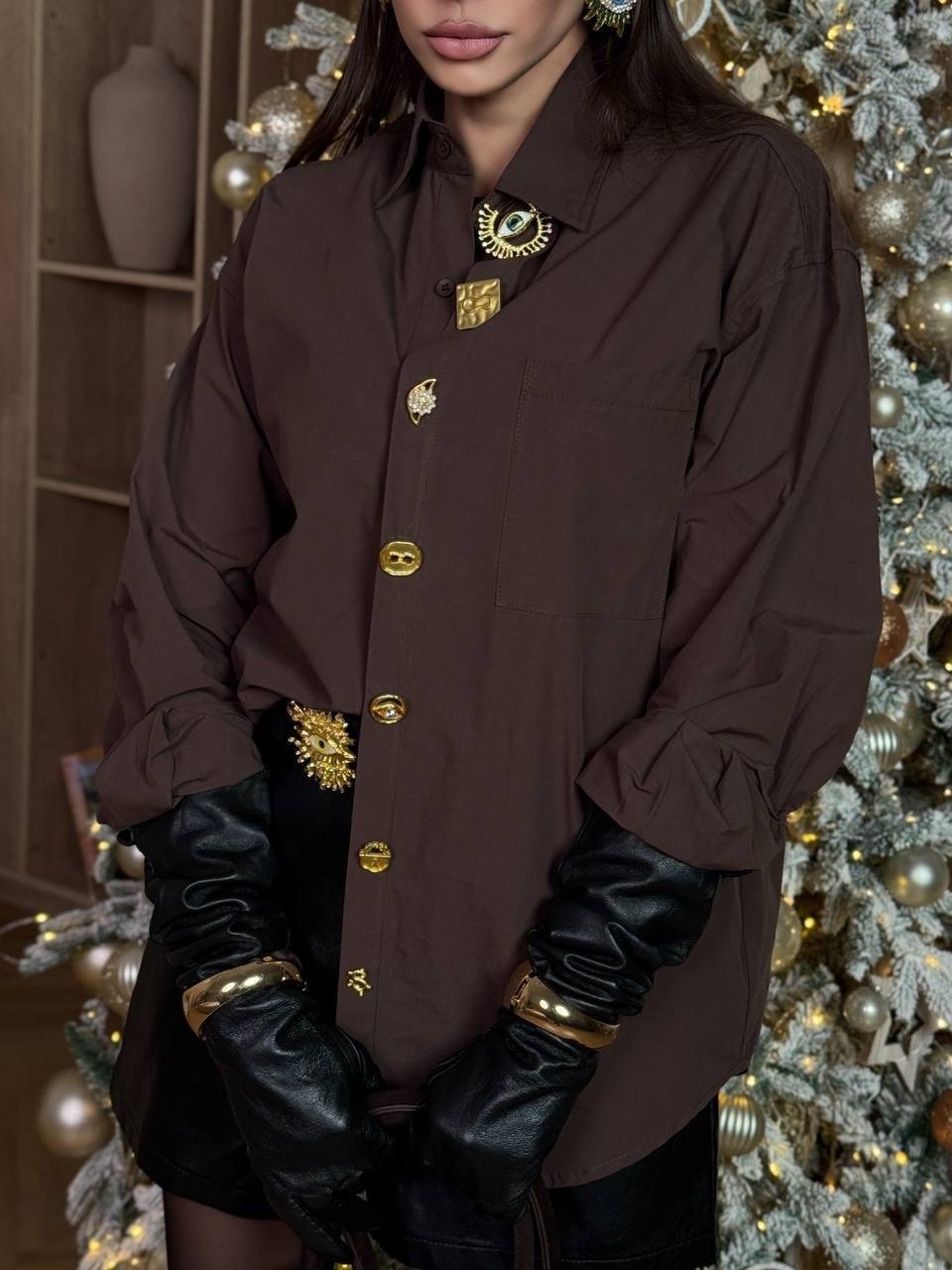 женская рубашка,рубашка женская minaku: casual collection цвет шоколадный р-р 50,рубашка,рубашка в стиле олд мани schiaparelli cool casual wear,коричневая рубашка