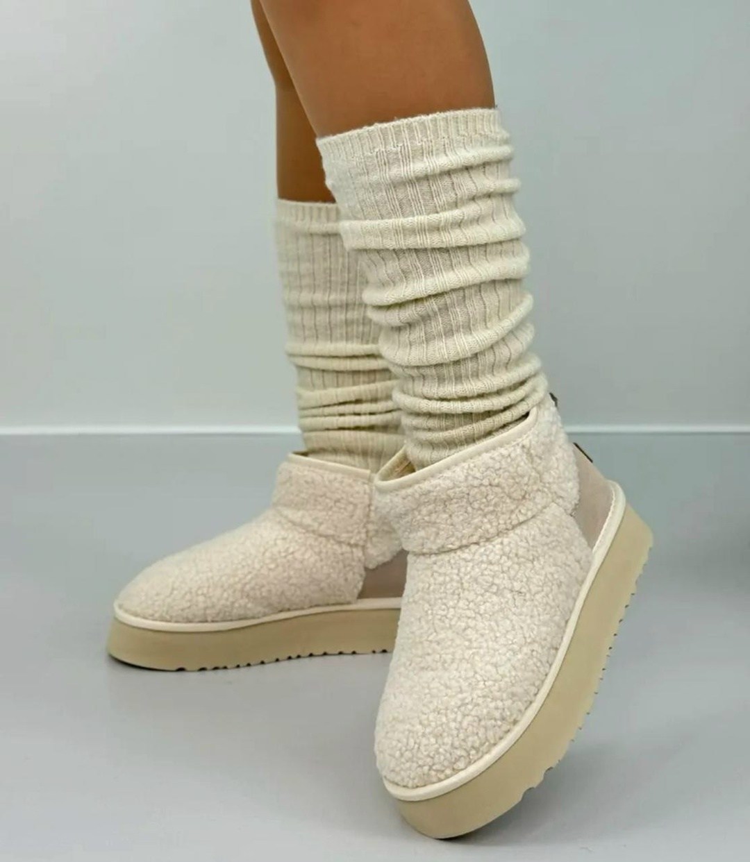 зимние угги на платформе yourbox цвет светло-бежевый,зимние угги на платформе yourbox цвет бежевый,угги женские,зимние угги на платформе,